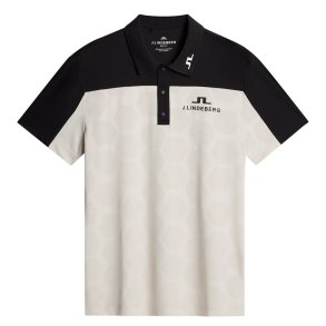 J Lindeberg Anders Tour Mesh Slim Fit Herre Polo Sort/Sand