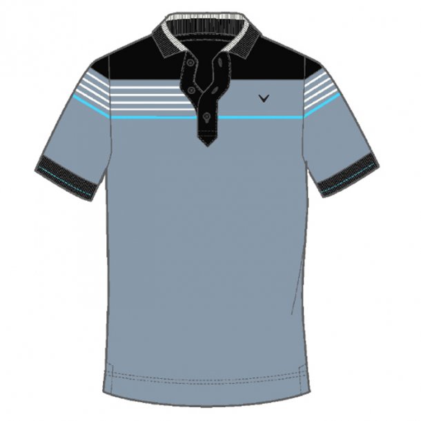 Callaway Stripe Chest Block Herre Golf Polo Dusty Blue