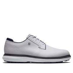 FootJoy FJ Traditions Spikeless Blucher Herre Golfsko White / White / Navy