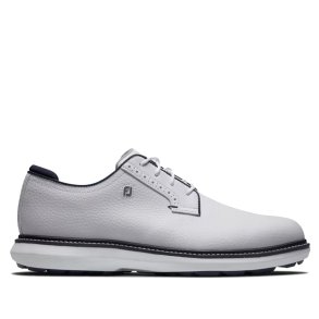 FootJoy FJ Traditions Spikeless Blucher Herre Golfsko White / White / Navy