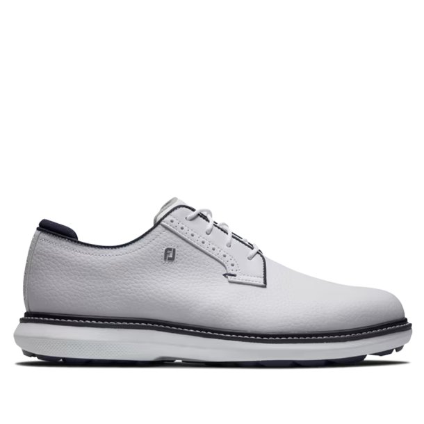 FootJoy FJ Traditions Spikeless Blucher Herre Golfsko White / White / Navy