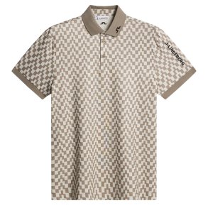 J Lindeberg Tour Tech Print Polo Bridge Stack Brindle
