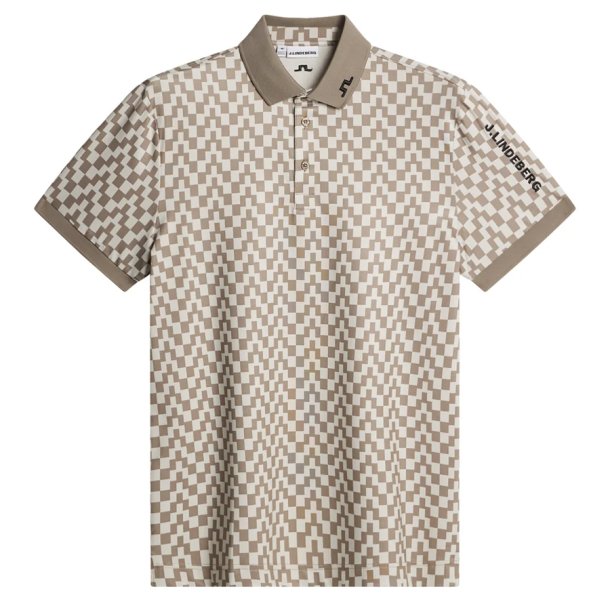 J Lindeberg Tour Tech Print Polo Bridge Stack Brindle