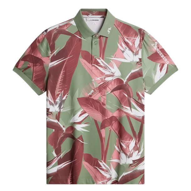 J Lindeberg Tour Tech Print Herre Polo Paradise Hedge Green