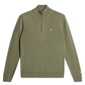 J Lindeberg Kian Zipped Herre Strik Oil Green 