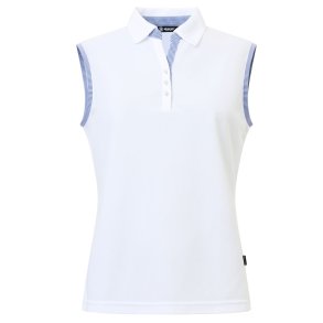 Abacus Bovey Drycool Dame �rmel�s Polo Hvid/Bl�