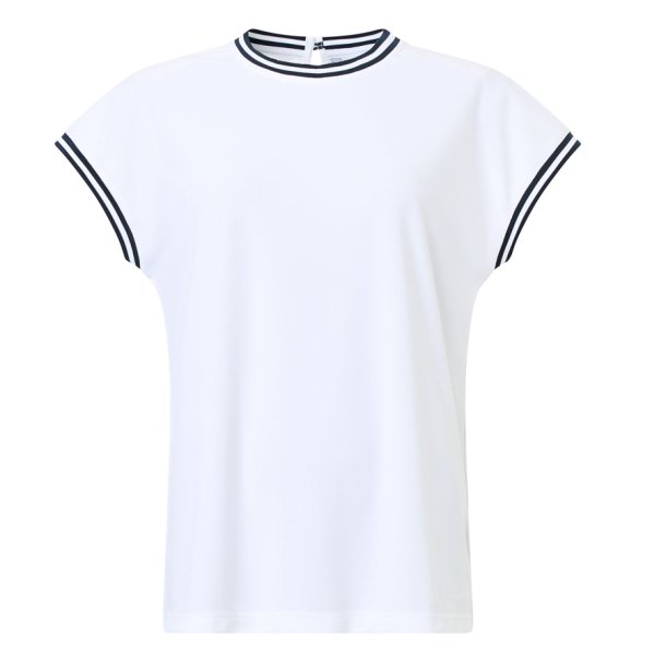 Abacus Peggy Loosefit Cupsleeve Dame Polo White
