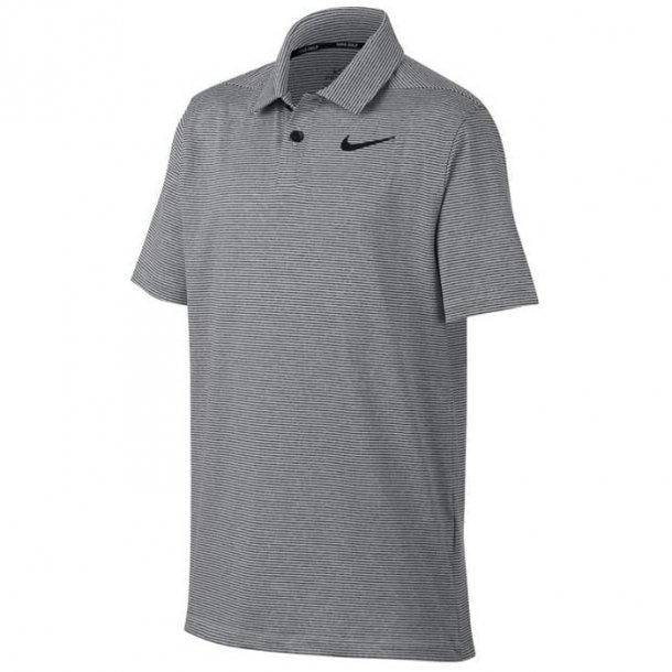 Nike Dri-Fit Striped Golf Junior Polo Black