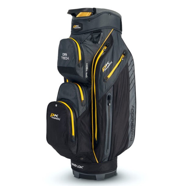 PowaKaddy Dri Tech Cartbag Gun Metal/Yellow/Sort