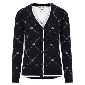 R�hnisch Logo Dame Cardigan R Check Navy