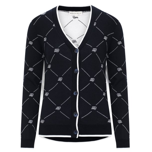 Rhnisch Logo Dame Cardigan R Check Navy