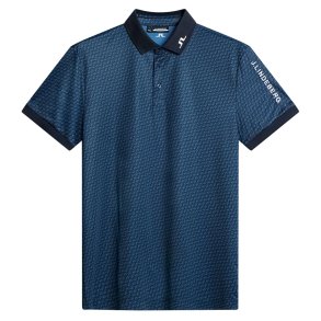 J Lindeberg Tour Tech Print Herre Polo Shadow Bridge Navy
