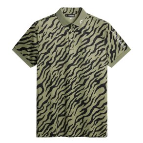 J Lindeberg Tour Tech Print Herre Polo Tour Tiger Olive M